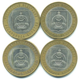 Набор монет Банка России (4 шт.): 10 рублей 2011, респ. Бурятия.