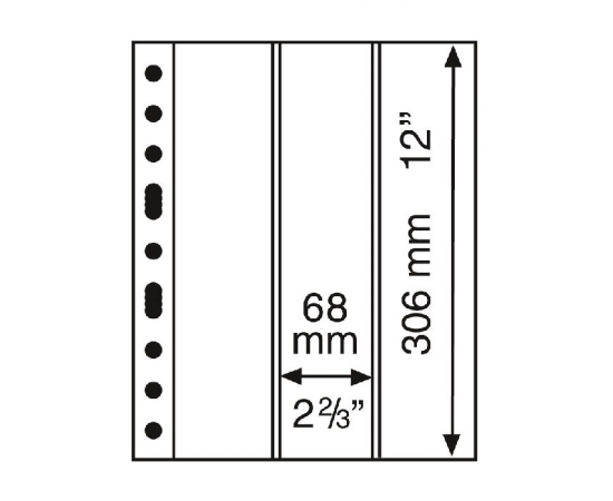 Лист Grande 3VC (прозрачный), на 3 ячейки. Leuchtturm