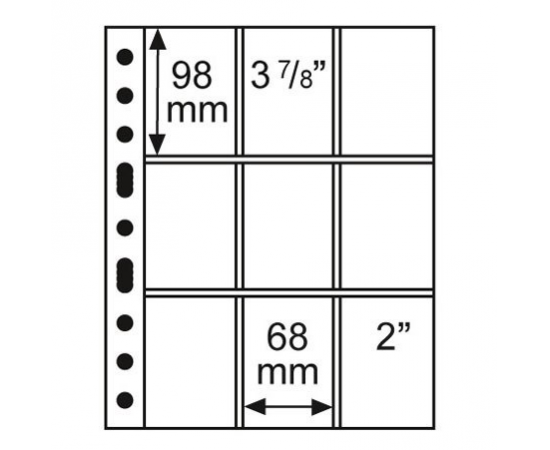 Лист Grande 3/3C (прозрачный), на 9 ячеек. Leuchtturm