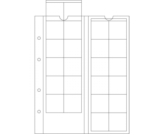Лист для монет Optima 34, на 24 ячейки. Leuchtturm