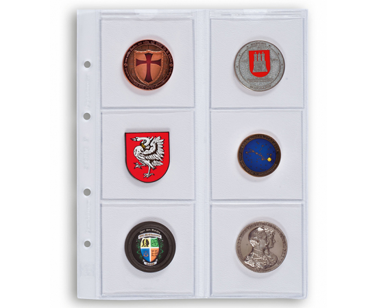 Лист Optima для монет в холдерах, на 6 ячеек. Leuchtturm