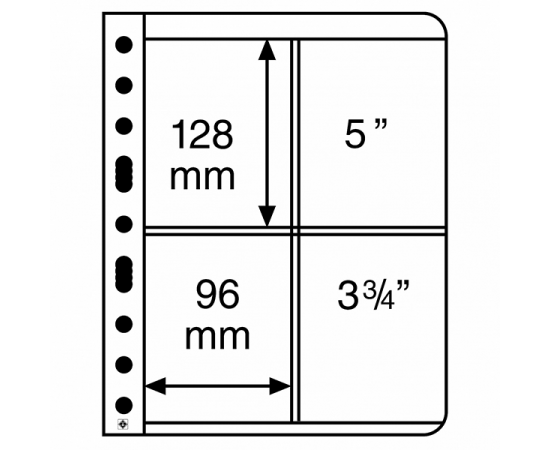 Лист Vario 2VS (черный), на 4 ячейки. Leuchtturm